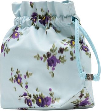 Ganni Womens Floral-Printed Synthetic Pouch Blue