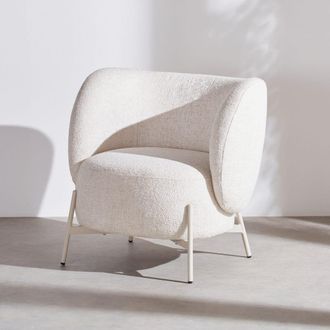 Maisons du monde Sillón de tejido tramado beige y acero beige