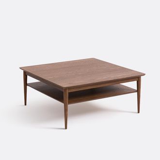 La Redoute Interieurs Vierkante salontafel in massief essen met fineer, dubbel blad, LUSSAN