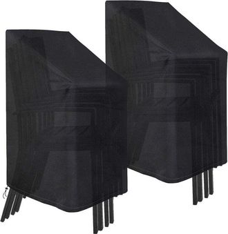 OEM Paquete De 2 Fundas Impermeables Y Apilables Para Sillas De Jard&iacute;n, Resistentes Al Viento Y De Tela Oxford 210d, 75 X 75 X 120 Cm (negras)