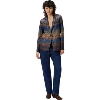Missoni Single-breasted Blazer With Snake Pattern And Lam&eacute; Threads in Blue at Nordstrom, Size 42 It