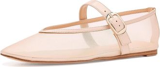 Marc Fisher Godina Womens Dress Flat Shoes Ivory Mesh/Leather : 9.5 M, Leather/Textile