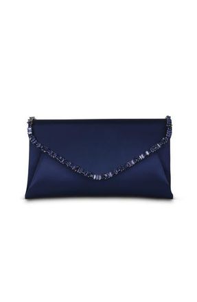 Badgley Mischka Mika Mix Crystal Neckline Envelope in Navy at Nordstrom, Size Medium