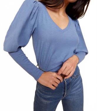 Nation Ltd Emilia Drama Sleeve V-Neck Top In Carolina