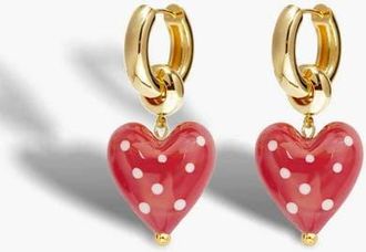 Classicharms Esm&eacute;e Red Dot Murano Heart Drop Earrings at Nordstrom