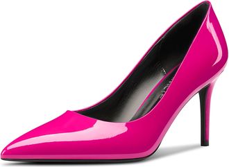 Castamere Women High Stiletto Heel Pointed Toe Slip-on Pumps Court Shoe Cute Classic Dress Shoes Magenta Peach Red 5 UK