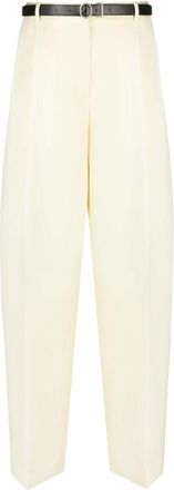 Jil Sander high-waisted trousers - women - Wool/Cotton/Calf Leather - 36 - Yellow