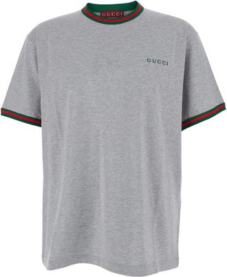 Gucci T-Shirts, male, Gray, L, Cotton Jersey T-Shirt