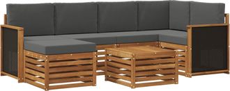 vidaXL Conjunto De Sof&aacute;s De Exterior 6 Uds. Natural Y Antracita Vidaxl