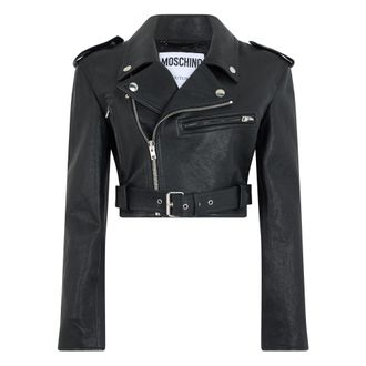 Moschino Chaqueta Biker Corta de Piel - Jackets - Mujer - Negro - S