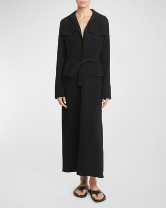 Proenza Schouler Vanessa Jonny Collar Self-Tie Crepe Dress