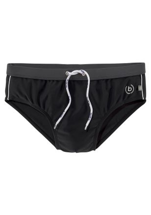 Bugatti Badeslip BUGATTI Birk, Herren, Gr. 7, N-Gr, schwarz, Elasthan, Polyamid, unifarben mit Farbeinsatz, Badehosen Badeslip, mit kontrastfarbenen Details