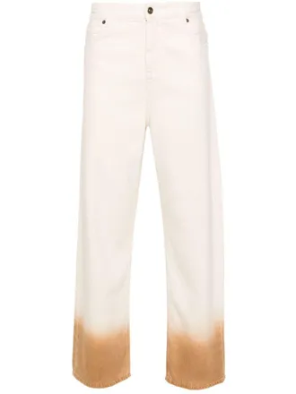 Alanui logo-patch cotton straight-leg jeans - men - Cotton - 32 - Neutrals