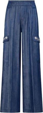 Liu Jo Broek met riemlussen en zakken - Dames - Loose Fit Jeans - Blauw - M - Denim - Jeans