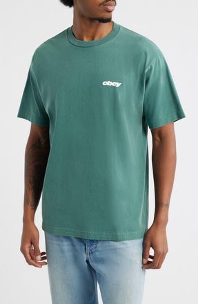 Obey Bounce Cotton Graphic T-Shirt in Pigment Rainforest at Nordstrom, Size Medium