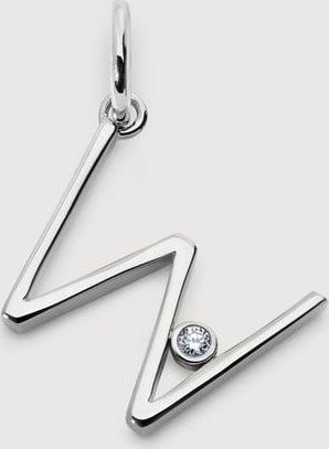 Monica Vinader Sterling Silver Solitaire Diamond Initial W Pendant Lab Grown Diamond