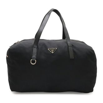 Prada Black Nero Nylon Leather Boston Bag (Pre-Owned)
