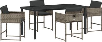 vidaXL Garden Dining Set with Cushion Folding 5 pcs Grey Poly rattan Vidaxl