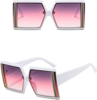 Generic Trendy Fashion Luxury Sunglasses For Women Vintage Oversize Sun Glasses Female Big Frame Shades Black Lady Uv400,white,one size