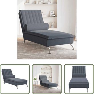 vidaXL vidaXL Velluto - Chaise Longue Massaggi con Capezzale Grigio Scuro in Velluto