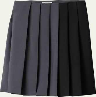 Miu Miu Colorblock Pleated Knee-Length Skirt