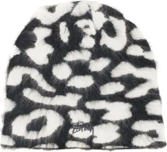St&uuml;ssy Cashmere Leopard Skullcap Black 1321282-BLAC