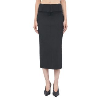 Patrizia Pepe Midi-rok met riem - Dames - Rokken - Zwart - Maat: L Leer