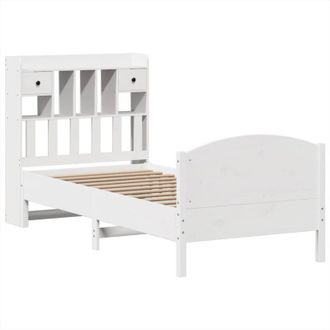 vidaXL Bookcase Bed without Mattress White 75x190 cm Small Single Solid Wood Pine Vidaxl