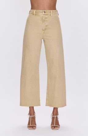 Pistola Denim Penny Crop High Waist Raw Hem Wide Leg Jeans in Sand Dollar at Nordstrom, Size 27