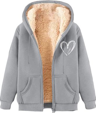 Generic Fleece Jacket for Women UK Ladies Teddy Fleece Jacket Hooded Trench Coat Winter Coat Sherpa Lined Jackets Full Zip Teddy Bear Coats Fleece Sweatshirts
