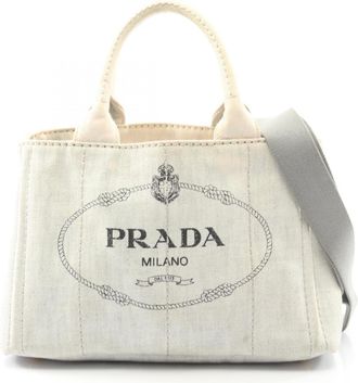 Prada White Denim Tote Bag (Pre-Owned)