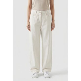 Brunello Cucinelli Off White Relaxed Cotton Trousers, Brand Size 42 (US Size 8)