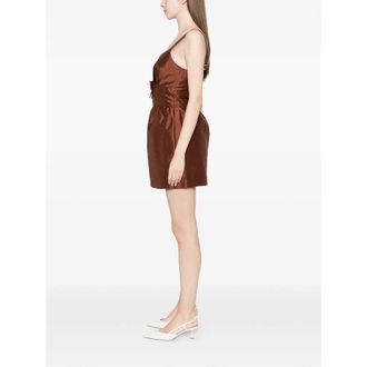 Shushu/Tong Bow-Detailed V-Neck Dress - Brown