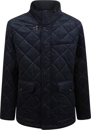 Fay Gevlokte Peacoat - Heren - Winterjassen - Blauw - XL - Jassen