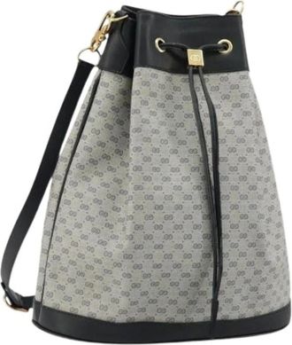 Gucci Pre-owned Bucket Bags, female, Blue, Size: ONE SIZE Pre-owned Vintage Bucket Shoulder Bag