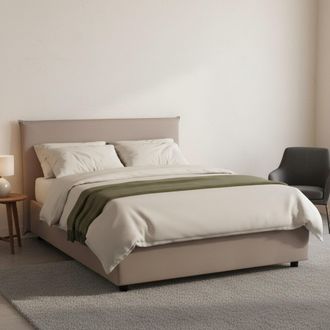 Dmora Talamo Italia - Cama De Plaza Y Media Chicca, Cama Contenedor Con Revestimiento De Tela, 100% Made In Italy, Apertura Frontal, Con Colch&oacute;n 120x200 Cm 