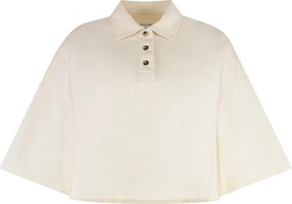 Bottega Veneta Piqu&eacute; Polo Shirt van katoen - Dames - Polos - Beige - M - Katoen - Tops