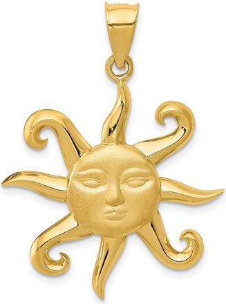 Diamond2Deal 14k Yellow Gold Satin Polished Sun Pendant