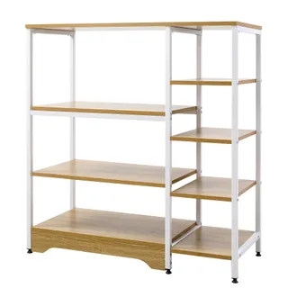 HOMCOM Homcom - Estante De Cocina Estanter&iacute;a Para Microondas Multiusos Con 7 Estantes De Almacenamiento Para Utensilios Libros Plantas 90x40x95 Cm Madera Nat