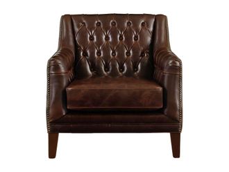 VENTE-UNIQUE.COM Sill&oacute;n cl&aacute;sico piel marr&oacute;n chocolate