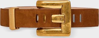 Balmain Anthem Wide Suede Leather Belt