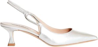 Ninalilou Schoenen, Dames, Grijs, 38 EU, Zilveren Leren Slingback Pumps