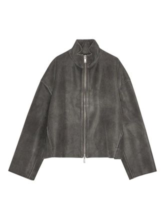 Remain zip-front lambskin jacket - women - Lamb Skin - 38 - Grey