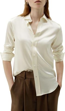 LilySilk Tailored Button Down Silk Shirt in Lily White at Nordstrom, Size 12