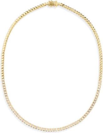 Nordstrom Partial Baguette Cubic Zirconia Frontal Necklace in Clear- Gold at Nordstrom