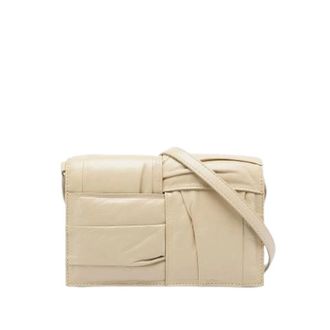 Bottega Veneta Pre-owned Woven Leather Crossbody - Dames - Pre-owned - Beige - Maat: ONE Size Leer