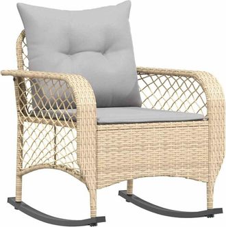 vidaXL Vidaxl - Silla mecedora de jardín con cojines ratán sintético beige