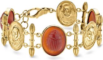 Ross-Simons Italian Tagliamonte Red Agate Scarab Bracelet in 18kt Gold Over Sterling
