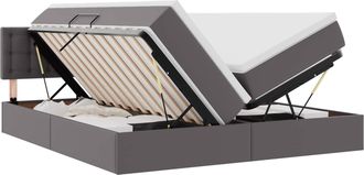 vidaXL Cama Con Almacenamiento Y Led Gris 180 X 200 Cm Cuero Sint&eacute;tico Vidaxl