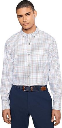 Johnston & Murphy XC+ Motion Long Sleeve Dress Knit Shirt Mens Clothing Plaid Sport Shirt : 3XL, Nylon